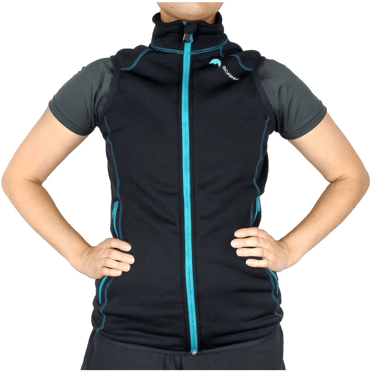 zenski brezrokavnik kavka brez kapuce