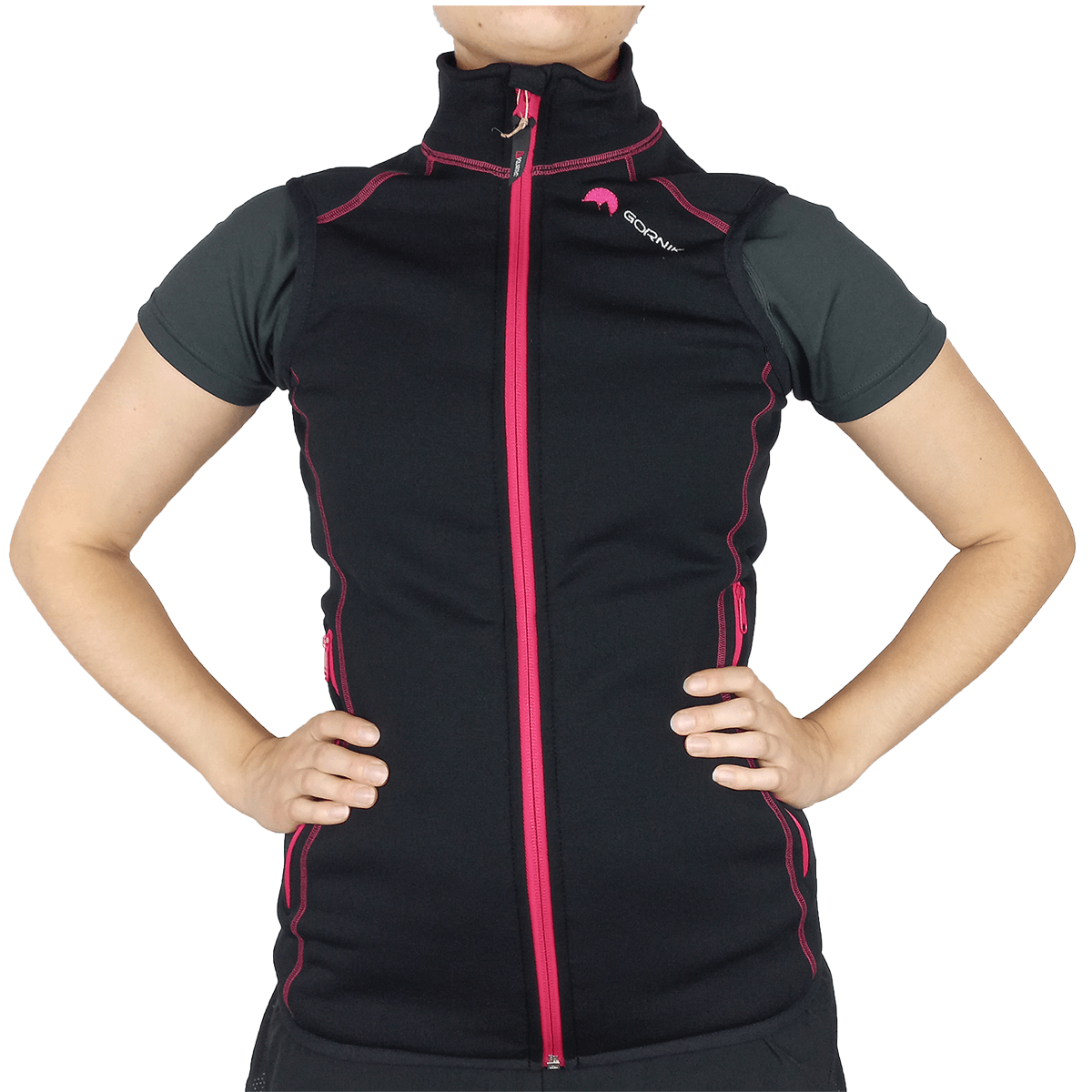 zenski brezrokavnik kavka brez kapuce